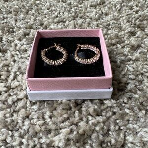 Rose Gold Cubic Zirconia Stone Hoops.